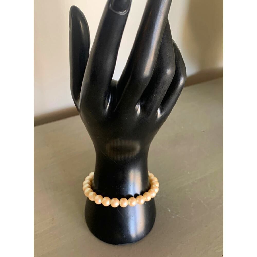 JAPAN Faux Pearl bracelet, in Gold plate, Vintage, Stamped